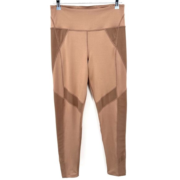 FREE PEOPLE MOVEMENT Lira Cocoa Tan Mesh Accent Leggings Size L Large - Picture 4 of 10